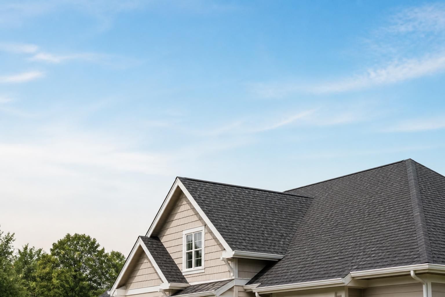 Fresh roofline with open sky and space for text overlay.